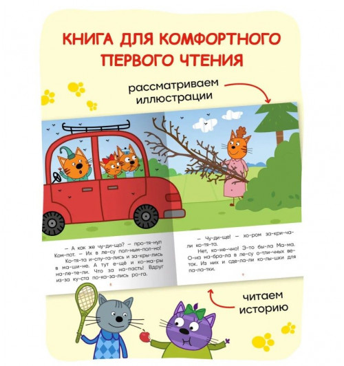 Книга для первого чтения по слогам для детей, мальчиков и девочек. Обучение чтению малышей. Три кота. Читаю по слогам. Одна книжка / Набор из 4 книжек | Коллектив авторов (МОЗАИКА-СИНТЕЗ)-1